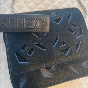 Kenzo Black Textured Cutout Crossbody Bag